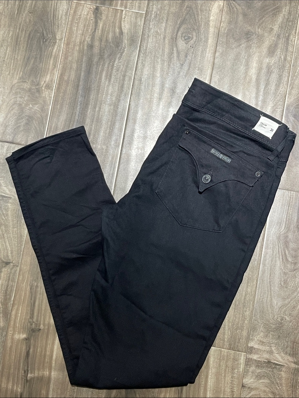 Like New Womens Hudson Jeans Black Flap Pocket Collin Skinny Size 31